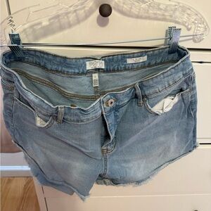 Sofia by Sofia Vergara Blue Jean Shorts with Frayed Hem